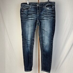 ZCO Jeans Women's Embellished Pockets Dark‎ Wash Denim Skinny Jeans